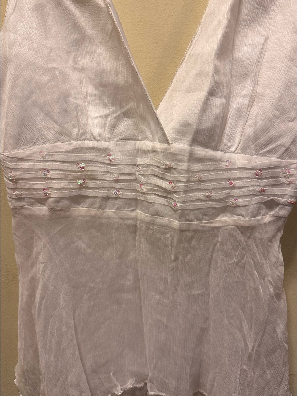 NEW. XOXO. White V-Neck Sleeveless Embellished Tank